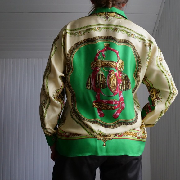 Y2K Ted Lapidus baroque print silk shirt/top/blouse - Picture 2 of 8